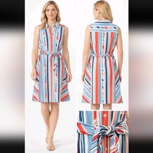 Etcetera Dress Womens 6 Jackson Chevron Striped Summer Sleeveless 2019